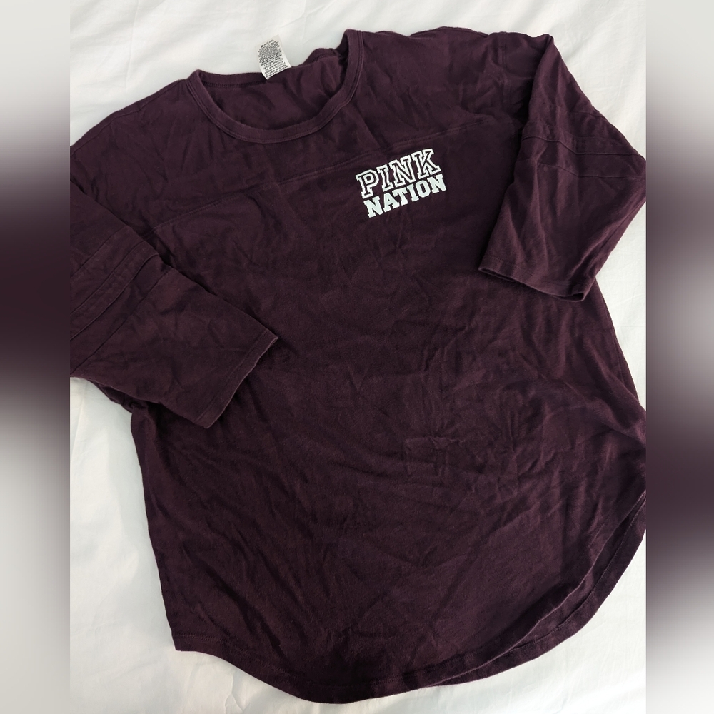 Victoria's Secret PINK - PINK Nation - Half Sleeve Tee Shirt Curved Hem